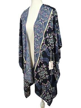 NWT Jessica Simpson Maternity Floral Kimono Duster Blue Patchwork Cottagecore